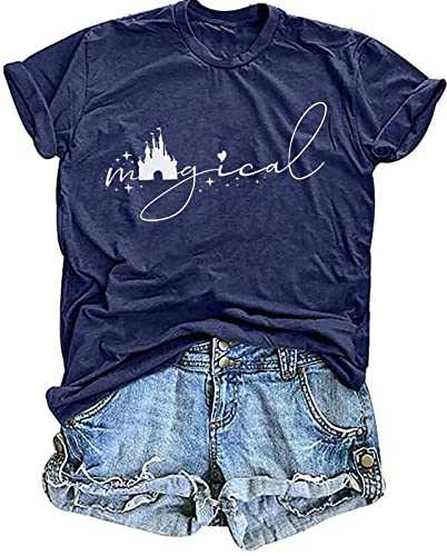 Magical Shirt for Women Magic Kingdom Tshirt Castle Graphic Tee Family Vacation Short Sleeve Tops Summer Casual Tops