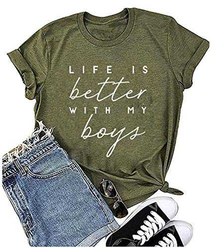Boy Mom Shirt for Women Mom Shirts Mother Gifts T Shirt Mom of Boys Funny Tops Tees