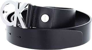 Calvin Klein - Women's Leather Belt - Leather Belt - Brushed Metal Signature Logo Buckle - 100% Genuine Leather