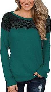 For G and PL Women's Black Lace Top Long Sleeve Elegant Sweatshirt