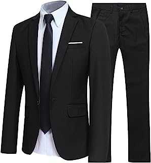Allthemen Mens Suits 2 Piece Suit Slim Fit Wedding Dinner Tuxedo Suits for Men Business Casual Jacket & Trousers 10 Colors Available