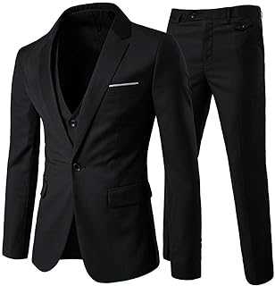 YOUTHUP Mens 3 Piece Suit 1 Button Slim Fit Business Wedding Tuxedo Suits Blazer Waistcoat and Pants