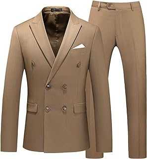 UNINUKOO Mens Slim Fit Suit Double Breasted 2 Piece Wedding Party Dress Formal Suits