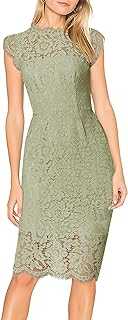 Merokeety Women's Sleeveless Lace Floral Elegant Cocktail Dress Crew Neck Knee Length Party