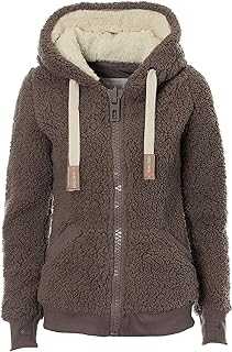 kooosin Women's New hooded sherpa jacket women Casual Winter Warm Soft Teddy Coat Zip Up Hooded Sweatshirt Jacket Coat