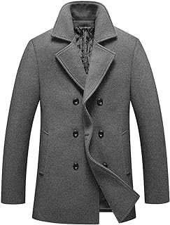 Lavnis Men's Winter Wool Coats Slim Fit Single Breasted Trench Jacket Woolen Pea Coat