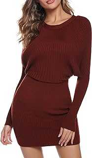 Aottori Winter Jumper Dress for Women UK Knitted Sweater Dresses Long Sleeve Turtleneck Jumpers Pullover Tops