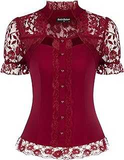 SCARLET DARKNESS Women's Blouse Vintage Victorian Blouse for Women Top Retro Elegant Casual Party Evening