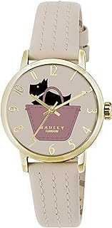 RADLEY Border Watch with Cream Leather Strap Gold Casing Analogue Display Leather Watch for Women