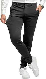 Performance Pants for Men, Slim Fit, Stretch - Comfortable and Modern Mens Trousers with Stretch for Suits, Business, Casual, Golf, Office