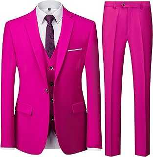 UNINUKOO Men Suits Slim Fit Dress 3 Piece 2 Button Wedding Formal Business Tuxedo Suit Jacket Pants Vest Set