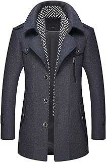 Chartou Men's Stylish Scarf Single Breasted Wool Walker Coat Thick Winter Jacket-6 Colors