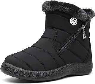 Gaatpot Women Winter Warm Snow Boots Ladies Slip On Water-resistant Outdoor Fur Lined Ankle Booties Shoes Size 3-9