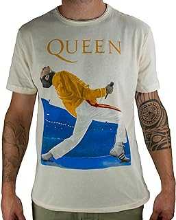 Queen Amplified Collection - Freddie Mercury Triangle Men T-Shirt Off White L, 100% Cotton, Regular