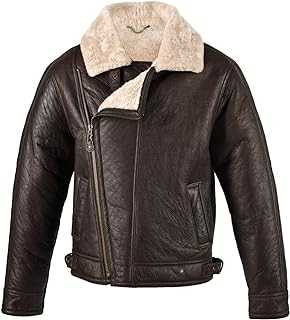Arnicus Mens Brown Sheepskin Leather Aviator Flying / Bomber Jacket / Size 50