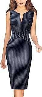 VFSHOW Womens Front Zipper Slim Work Office Business Cocktail Party Pencil Dress