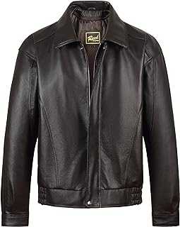 REED Men's American Style Bomber Genuine Leather Jacket